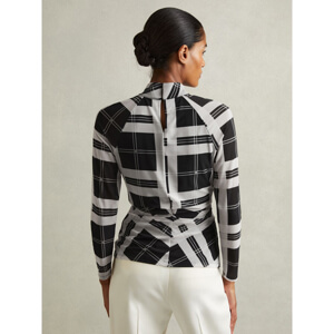 REISS DANNA Checked Ruched Top